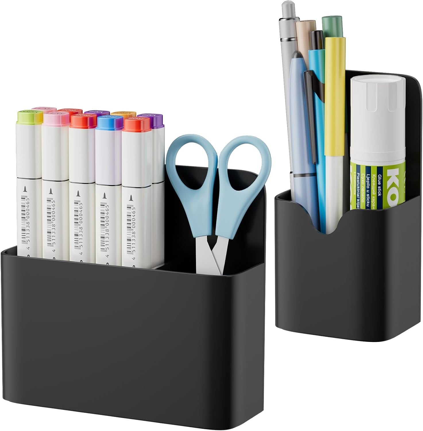 Magnetic Marker Holder, Pen and Eraser Holder for Whiteboard, Magnetic Dry Erase Marker Holder, Magnet Pencil Cup Utility Storage Organizer for Office, Refrigerator, Locker and Metal Cabinets (Black)