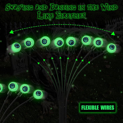 Halloween Decorations Outdoor Solar Scary Eyeball Lights, 2-Pack 16 LED Halloween Decor Solar Garden Lights, Waterproof Halloween Night Light Spooky Pathway Lights for Yard Patio Lawn Party