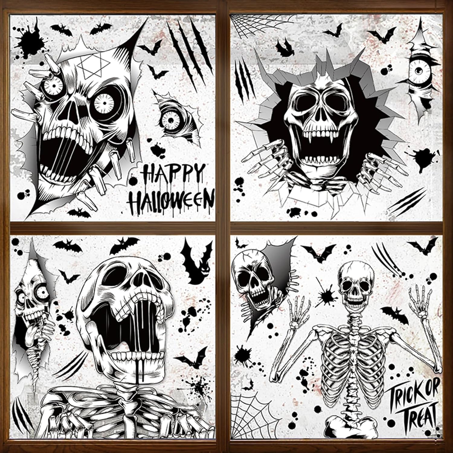 Halloween Decorations Halloween Window Clings, 13 Sheet 165 Pcs Halloween Window Posters Double-Sided Window Decals Halloween Party Decorations