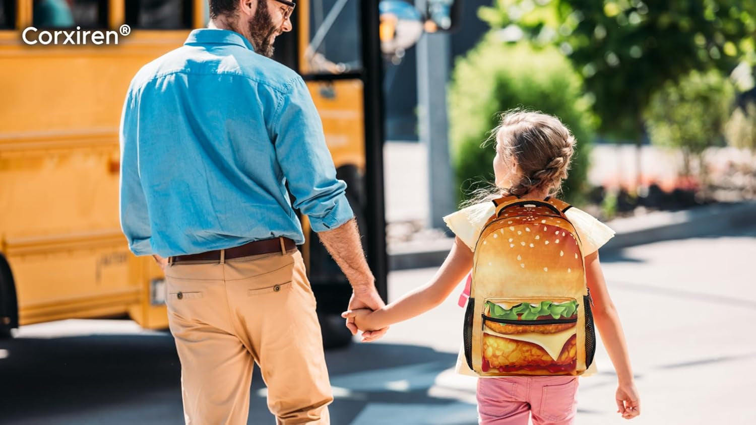 Hamburger Backpack for Boys Girls Funny Laptop Travel Laptop Daypack School Bag with Multiple Pockets for Kids17-Inch