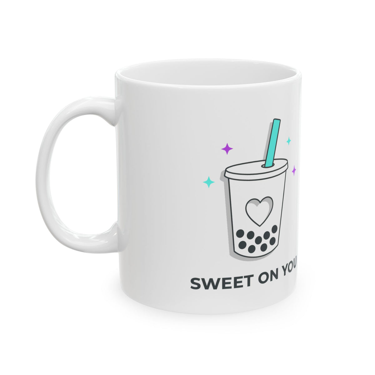 Boba Tea Heart Love Mug | 11oz Ceramic Coffee & Tea Cup | Valentine & Galentine Gift for Friends | Y2K Cute Aesthetic