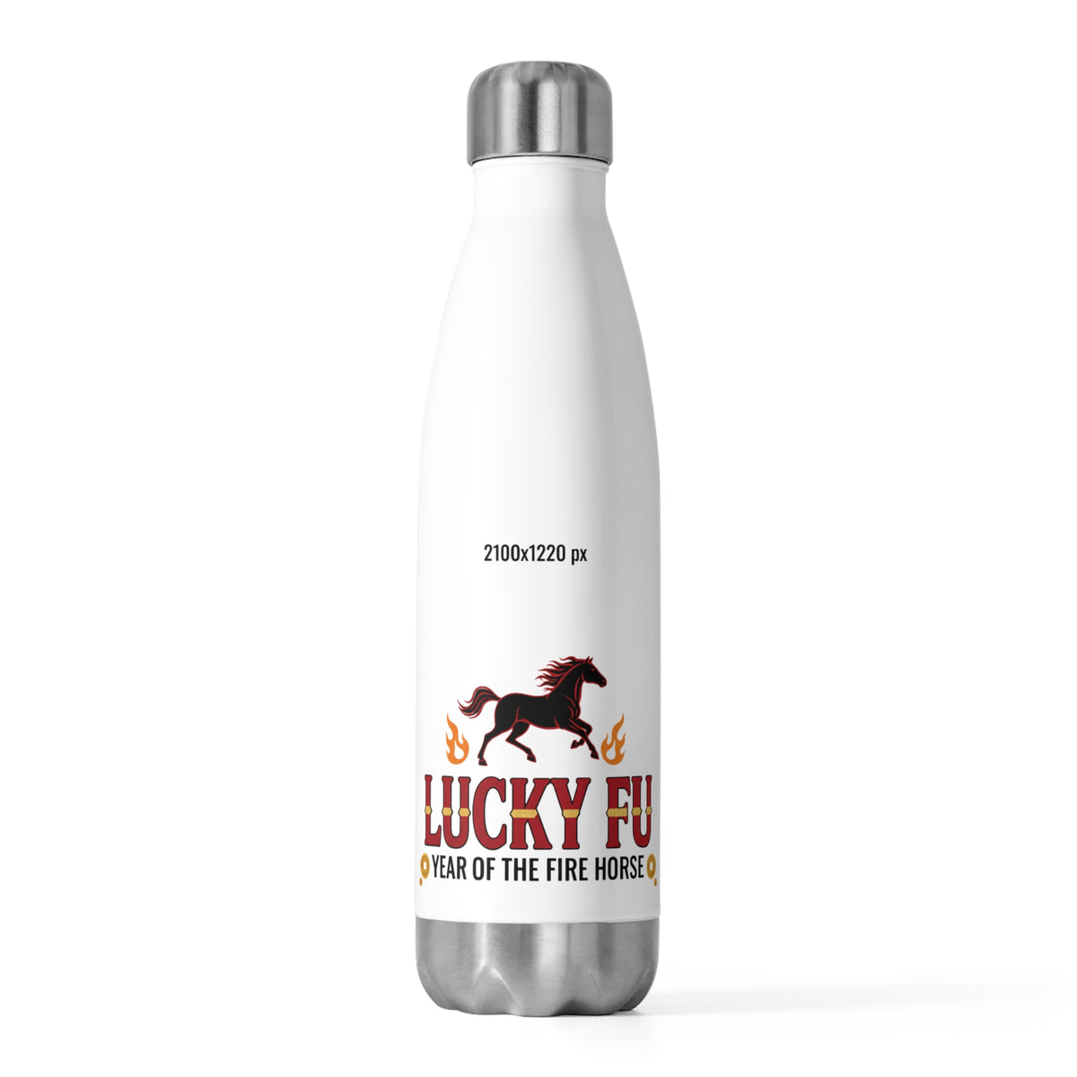 Lucky Fu Fire Horse 2026 | 20oz Insulated Stainless Tumbler Bottle | Lunar New Year Gift for Family & Friends | Bold Red Gold