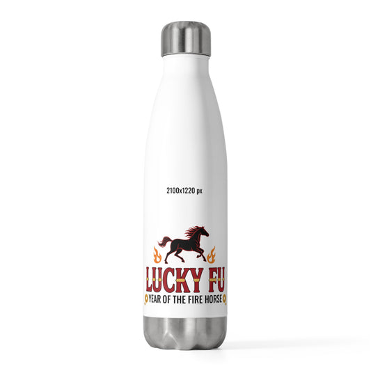 Lucky Fu Fire Horse 2026 | 20oz Insulated Stainless Tumbler Bottle | Lunar New Year Gift for Family & Friends | Bold Red Gold