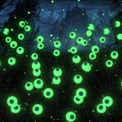 Halloween Decorations Outdoor Solar Scary Eyeball Lights, 2-Pack 16 LED Halloween Decor Solar Garden Lights, Waterproof Halloween Night Light Spooky Pathway Lights for Yard Patio Lawn Party