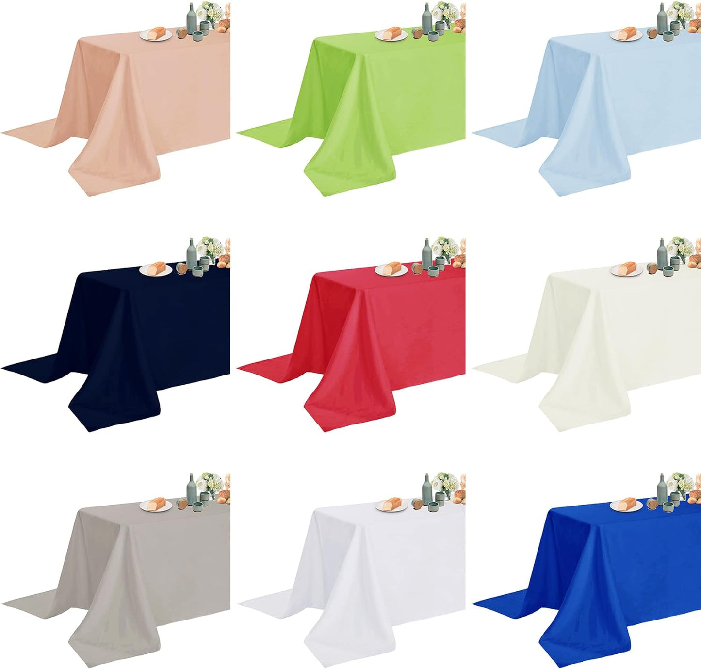 2 Pack Waterproof Rectangle Tablecloth, 60X84 Inch, Stain Resistant and Wrinkle Polyester Table Cloth, Fabric Table Cover for Kitchen Dining, Wedding, Party, Holiday Dinner-White