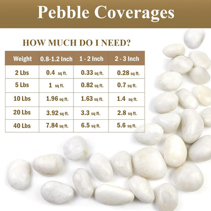 5Lbs White Pebbles for Indoor Plants, 0.8-1.2 Inch Smooth White River Rocks for Potted Plants, Decorative Polished Stones for Landscaping Vase Fish Tank and Outdoor Garden Pavers