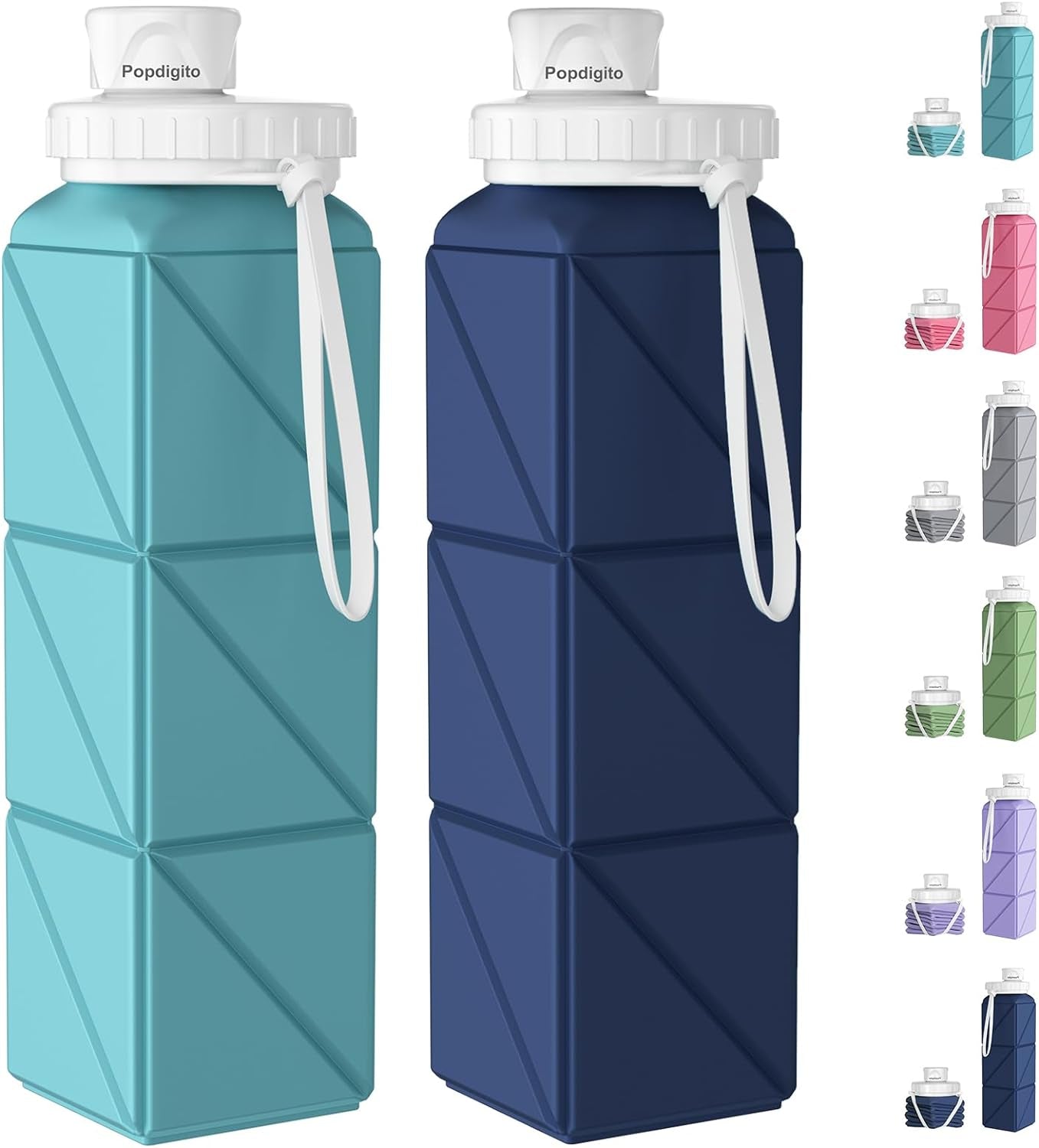 Collapsible Water Bottles Food-Grade Bpa-Free Silicone Travel Bottles Leakproof Foldable Water Bottle 610Ml for Travel Gym Hiking Camping Running Sport Lightweight Portable Water Bottle