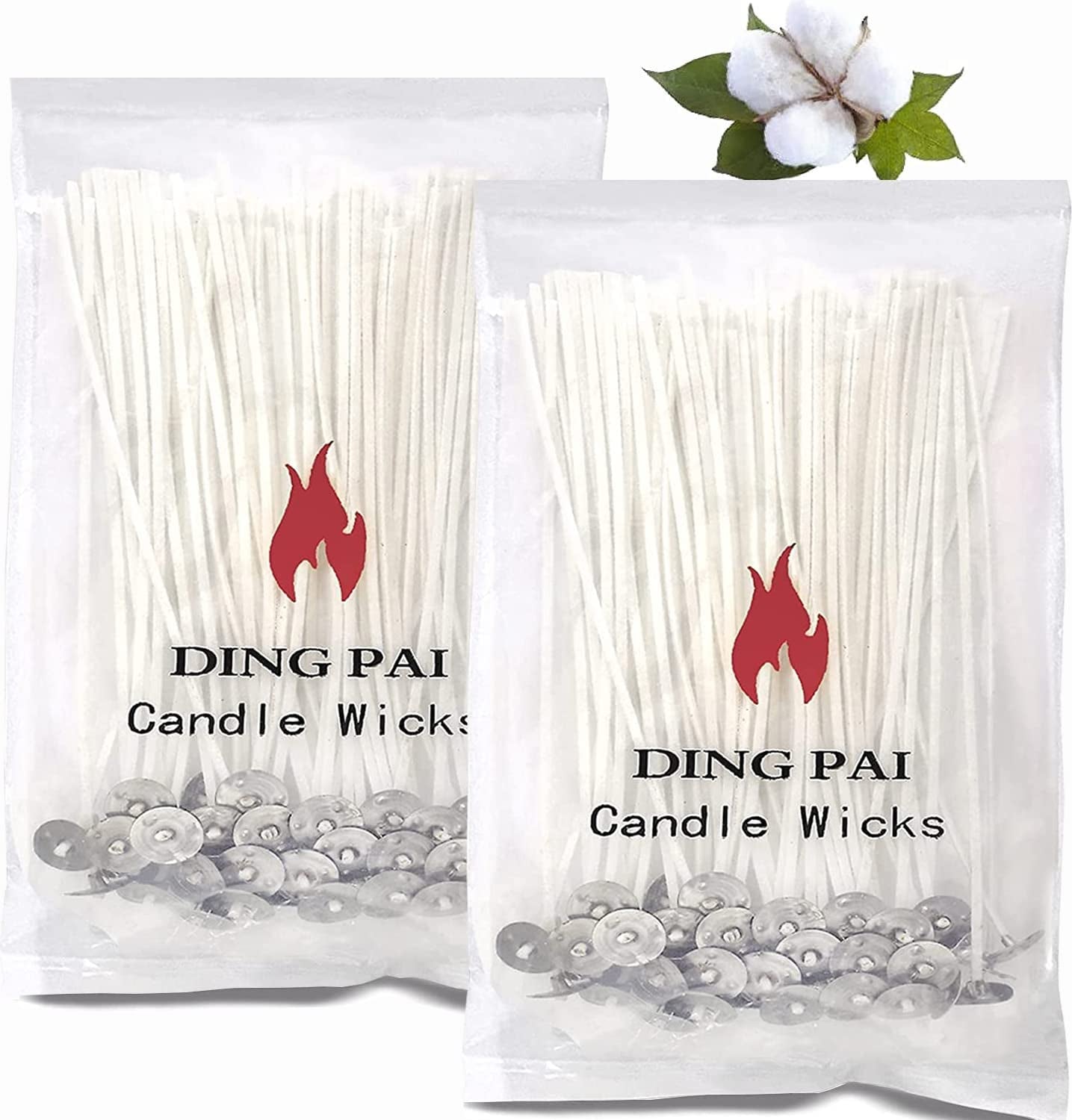 100Pcs Cotton Candle Wicks, 6 Inches Low Smoke Pre-Waxed Candle Wicks for Candle Making, Candle DIY
