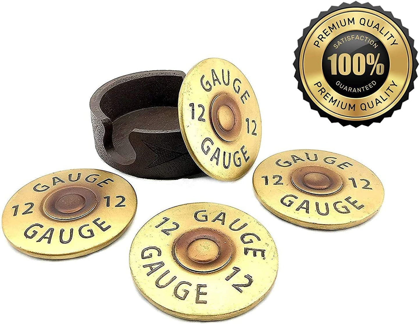 Shotgun Coasters 12 Gauge Shell Set 5 Pcs Holder Buckshot Gun Solid Strong Man Cave Bullet Bar Drink Hunting Cabin Lodge Dining Woodland Furniture Gifts Rustic Decor