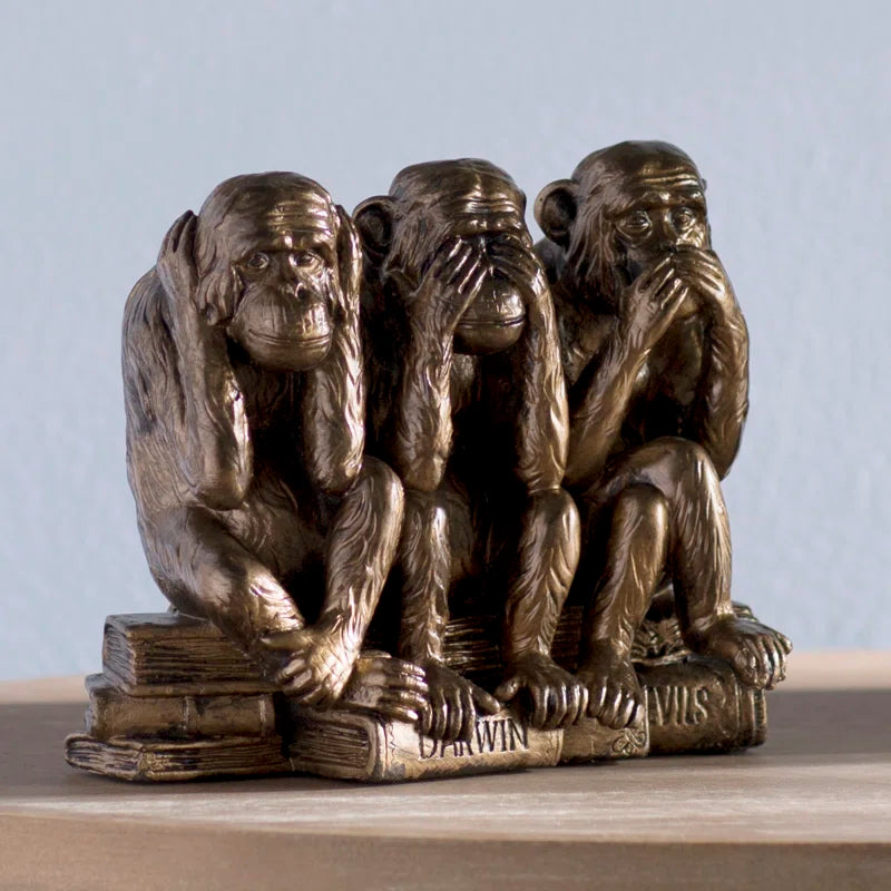 Carraway Hear, See, Speak No Evil Monkey Trio Figurine
