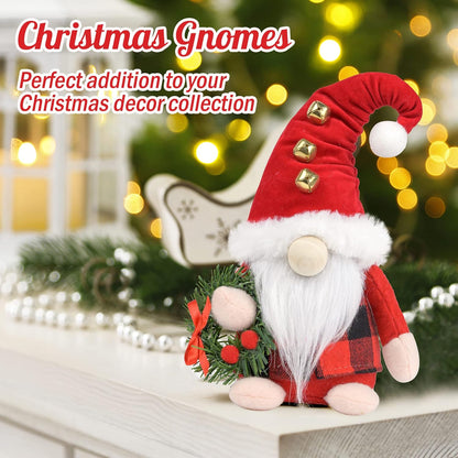 Christmas Gnomes Plush, 2 Pack Handmade Elf Santa Tomte Swedish Gnome Scandinavian Figurine Nordic Gnomes Plush Christmas Elf Doll Christmas Decoration Ornaments for Home Decor Gift