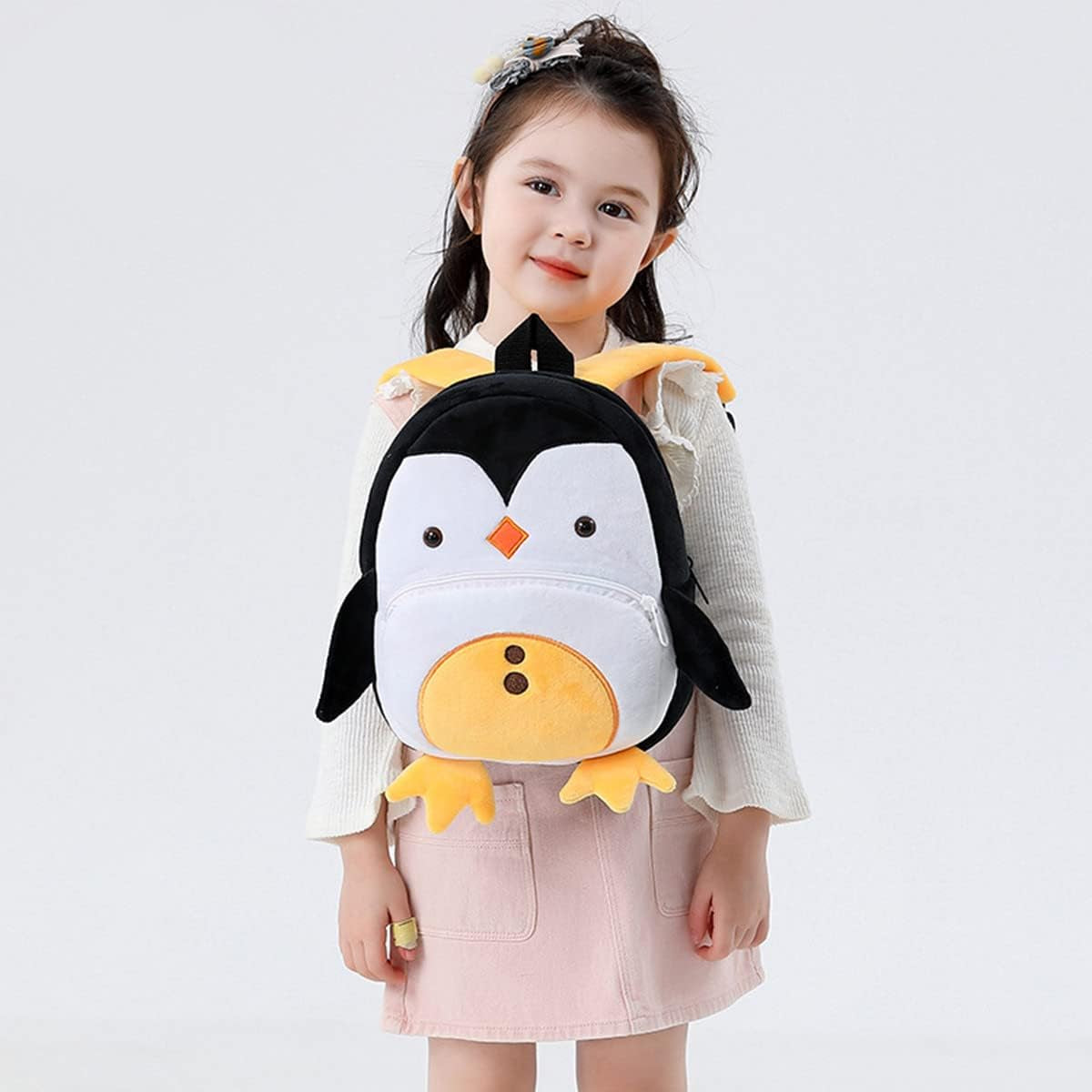 Toddler Backpack for Boys and Girls, Cute Soft Plush Animal Cartoon Mini Backpack Little for Kids 2-6 Years (Penguin)