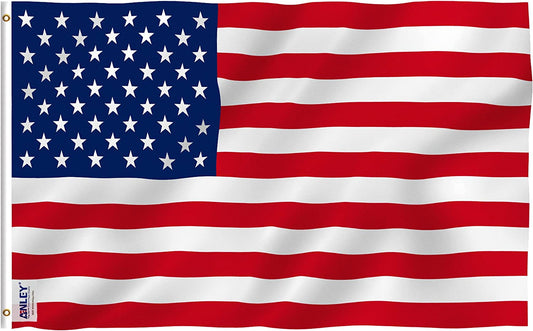 Fly Breeze 3X5 Foot American US Flag - Vivid Color and UV Fade Resistant - Canvas Header and Double Stitched - USA Flags Polyester with Brass Grommets 3 X 5 Ft