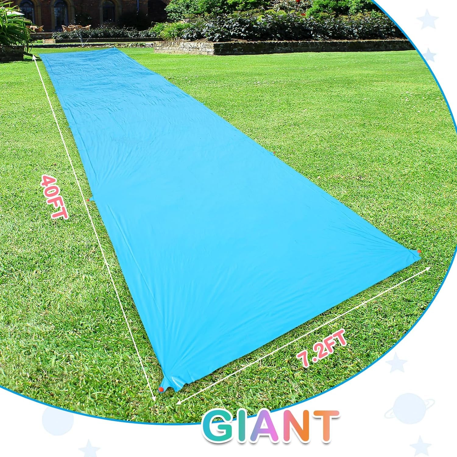 40FT Slip Lawn Water Slide, Giant Slip, Splash and Slide for Kids Teens and Adults - Summer Slip Water and Slides Heavy Duty for Outdoor Backyard Lawn Summer Party with 14 Stakes and 2 Bodyboards