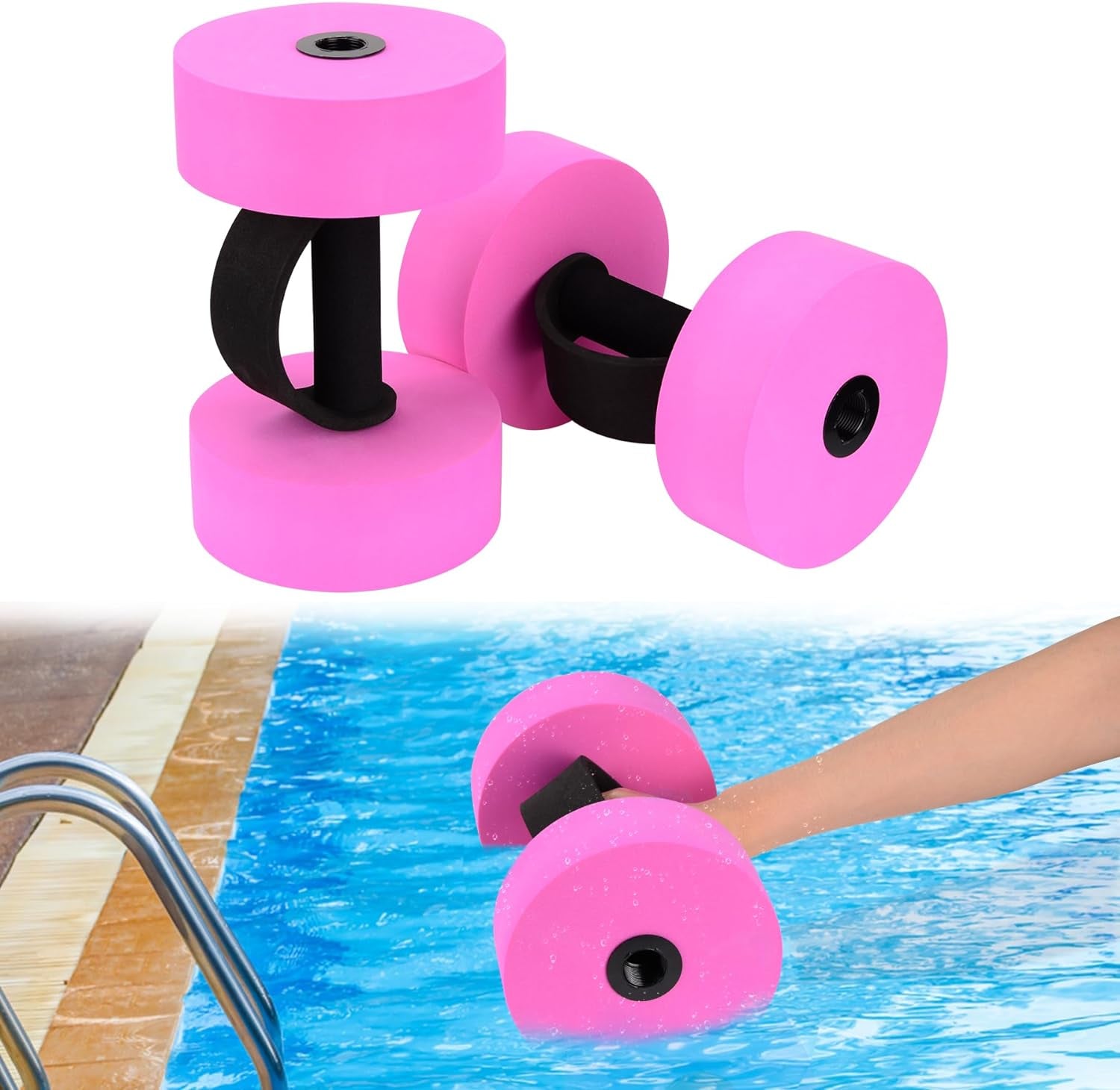 Aquatic Exercise Dumbbells Water Dumbbell Pool Resistance Aquatic Fitness Barbells with 4 High-Density EVA Foam Pool Weights Dumbbells, for Water Aerobics Weight Loss