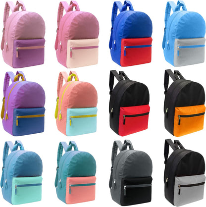 24-Pack 17" School Backpacks for Kids - Backpacks in Bulk for Elementary, Middle, and High School Students, 12 Assorted Colors