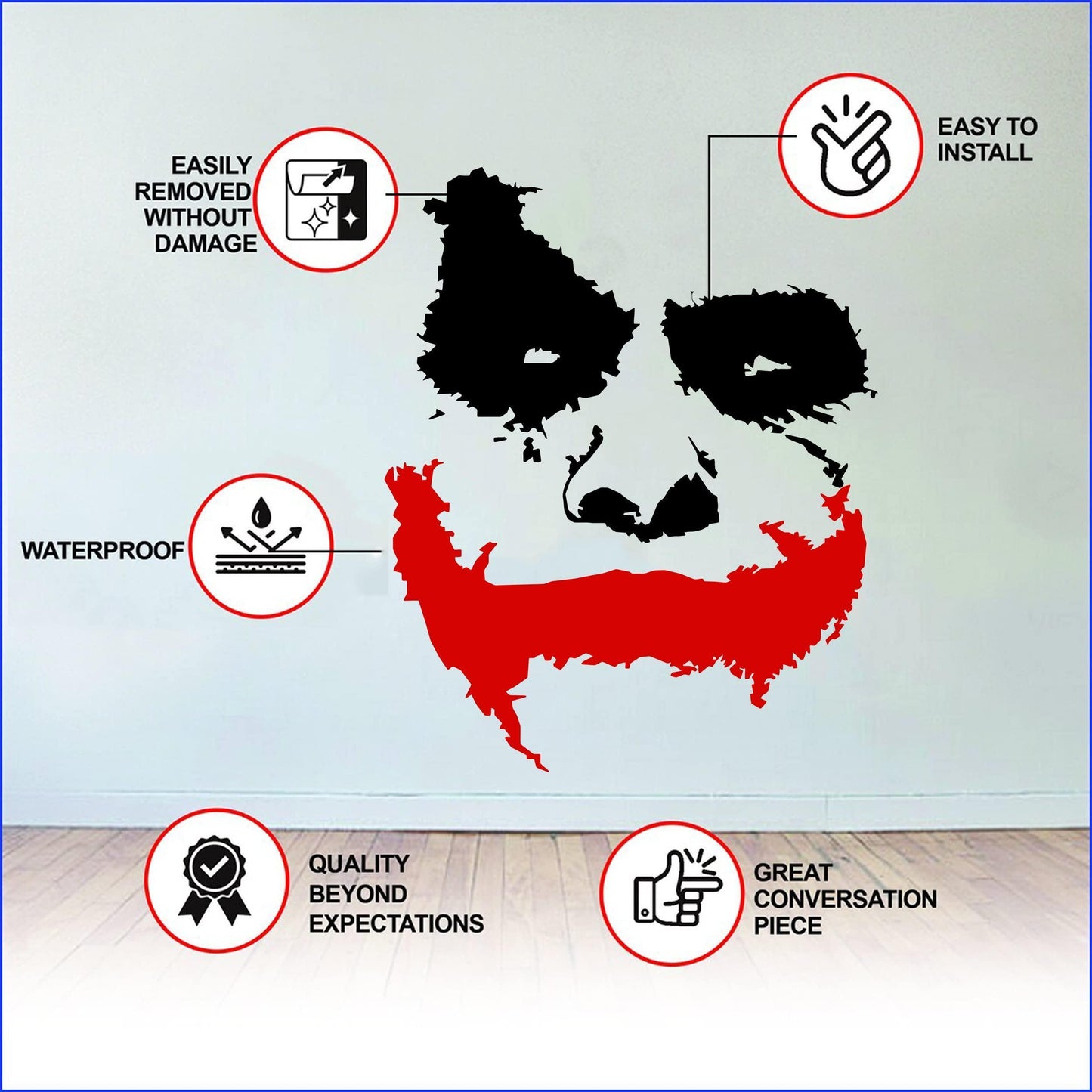 Slaf Ltd. Vinyl Wall Decal Scary Joker Face Why So Serious   Removable Die Cut