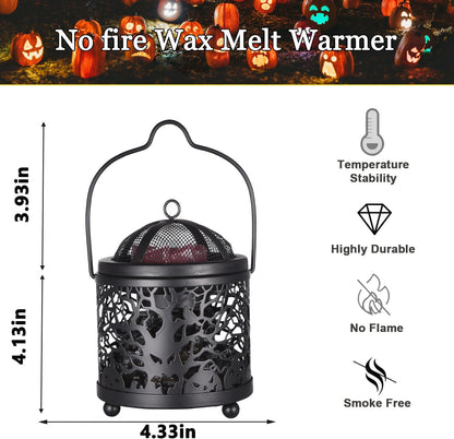 Halloween Candle Wax Warmer, Colorful Skull Aromatherapy Wax Melt Warmer, Metal Electric 4-In-1 Burners for Halloween Interiors, Ideal Present for Family and Friends - Ghost Tree Skulls