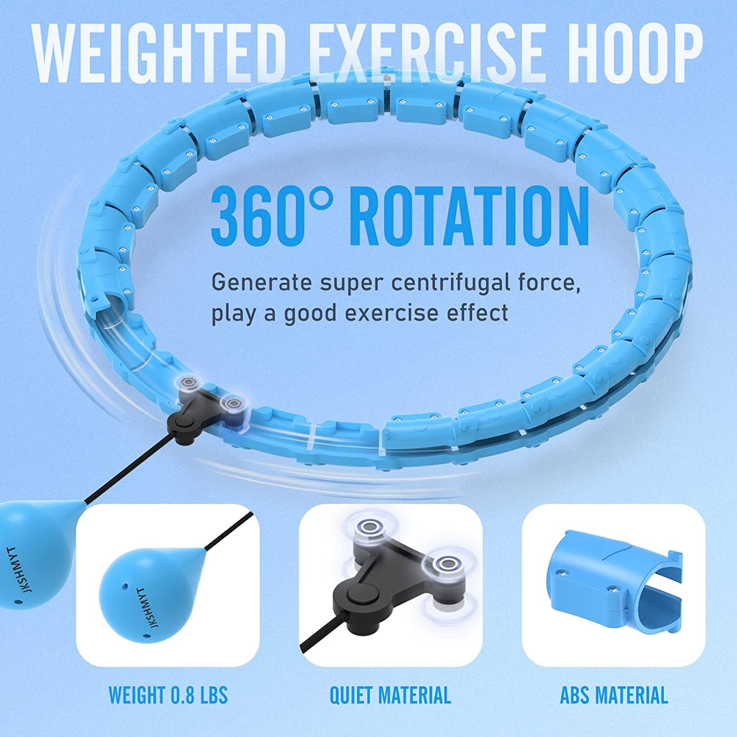 Weighted Hula Circle Hoops for Adults Weight Loss, Infinity Fitness Hoop plus Size 47 Inch, 24 Detachable Links, Exercise Hoop Suitable for Women and Beginners
