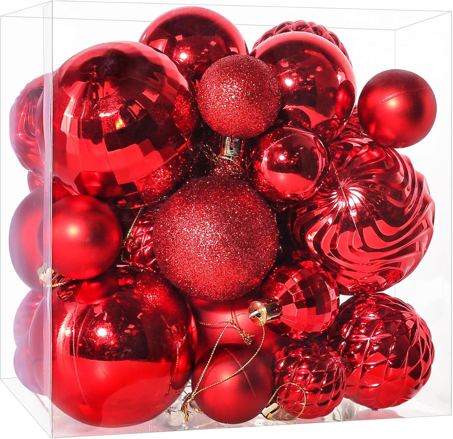 Christmas Tree Ornaments - 36 PCS Shatterproof Christmas Ball Ornaments Set for Christmas, Holiday, Wreath & Party Decorations (Multi-Size, Red)