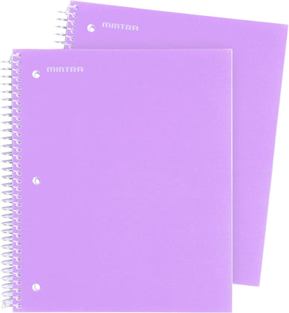 Office Durable Spiral Notebooks, 3 Subject (Ateal, Purple, White, College Ruled 3Pk)