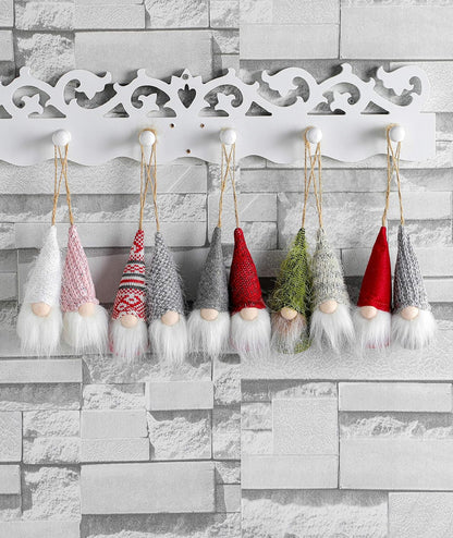 Christmas Tree Hanging Gnomes Ornaments Set of 10, Swedish Handmade Plush Gnomes Santa Elf Hanging Home Decorations Holiday Decor