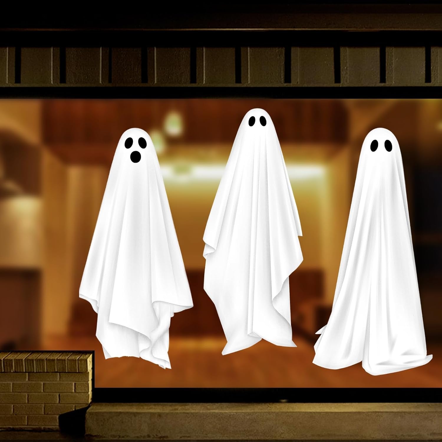 Halloween Decorations Window Clings Decor, Large White Ghosts Silhouette Halloween Window Decals Indoor, School Home Office Party Supplies for Glass Windows, 3 Sheets