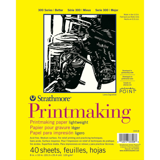 300 Series Printmaking Pad, Glue Binding, 40 Sheet, 8x10 inch, 1 Count