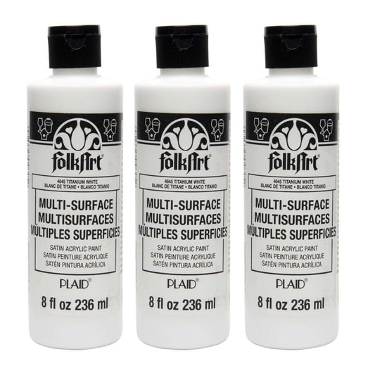 Acrylic Paint Multi-Surface Satin, 8oz., Titanium White, Pack of 3