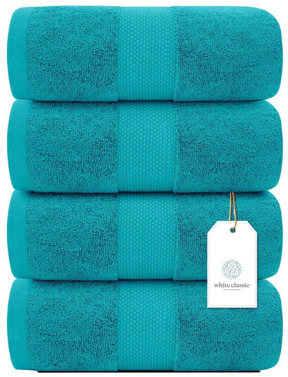 Luxury Bath Towels Set of 4 Large   700 GSM Cotton Ultra Soft Bath Towels 27x54