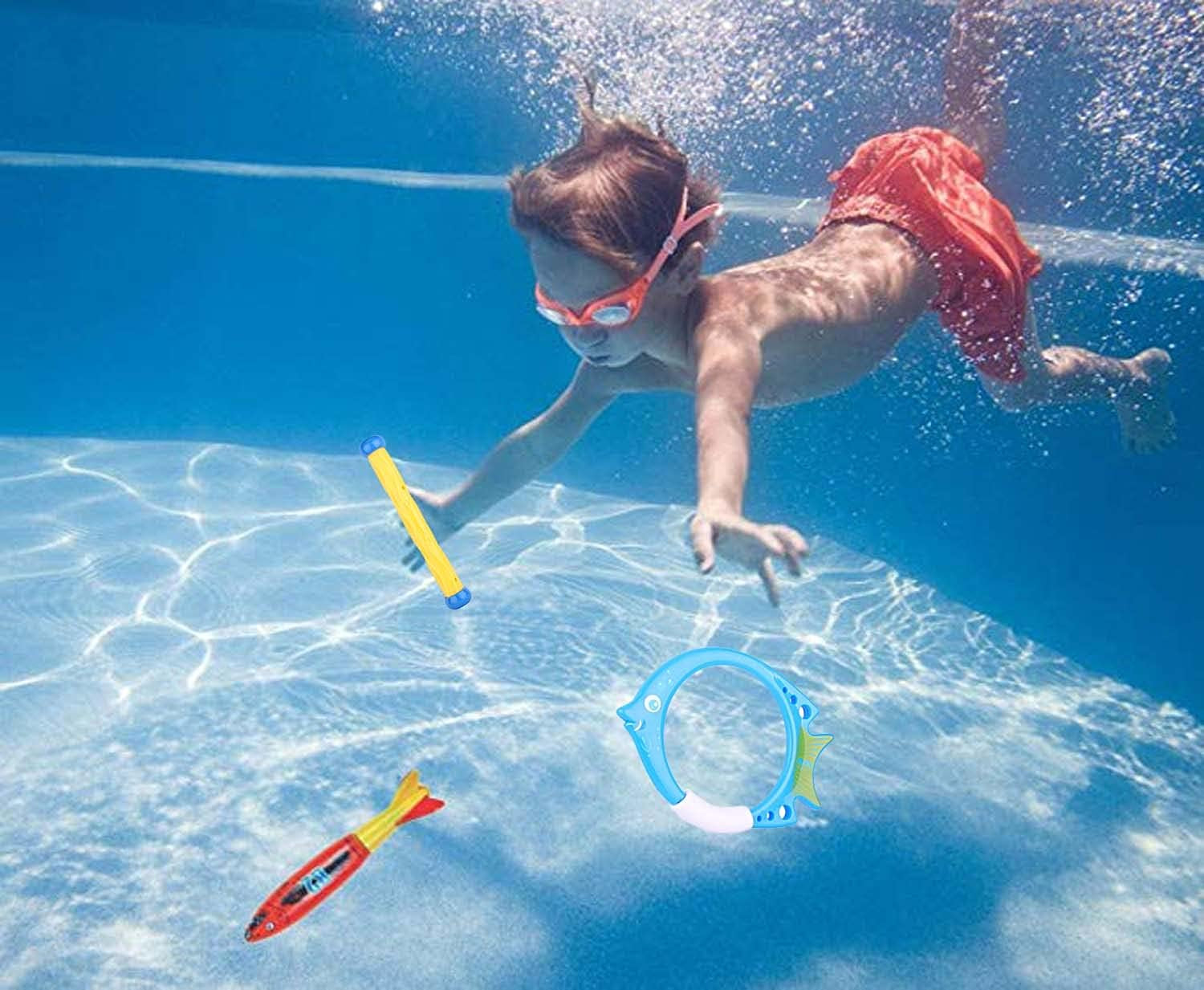 Diving Pool Toy Underwater Swimming Throwing Diving Torpedo Shark,4 Pack