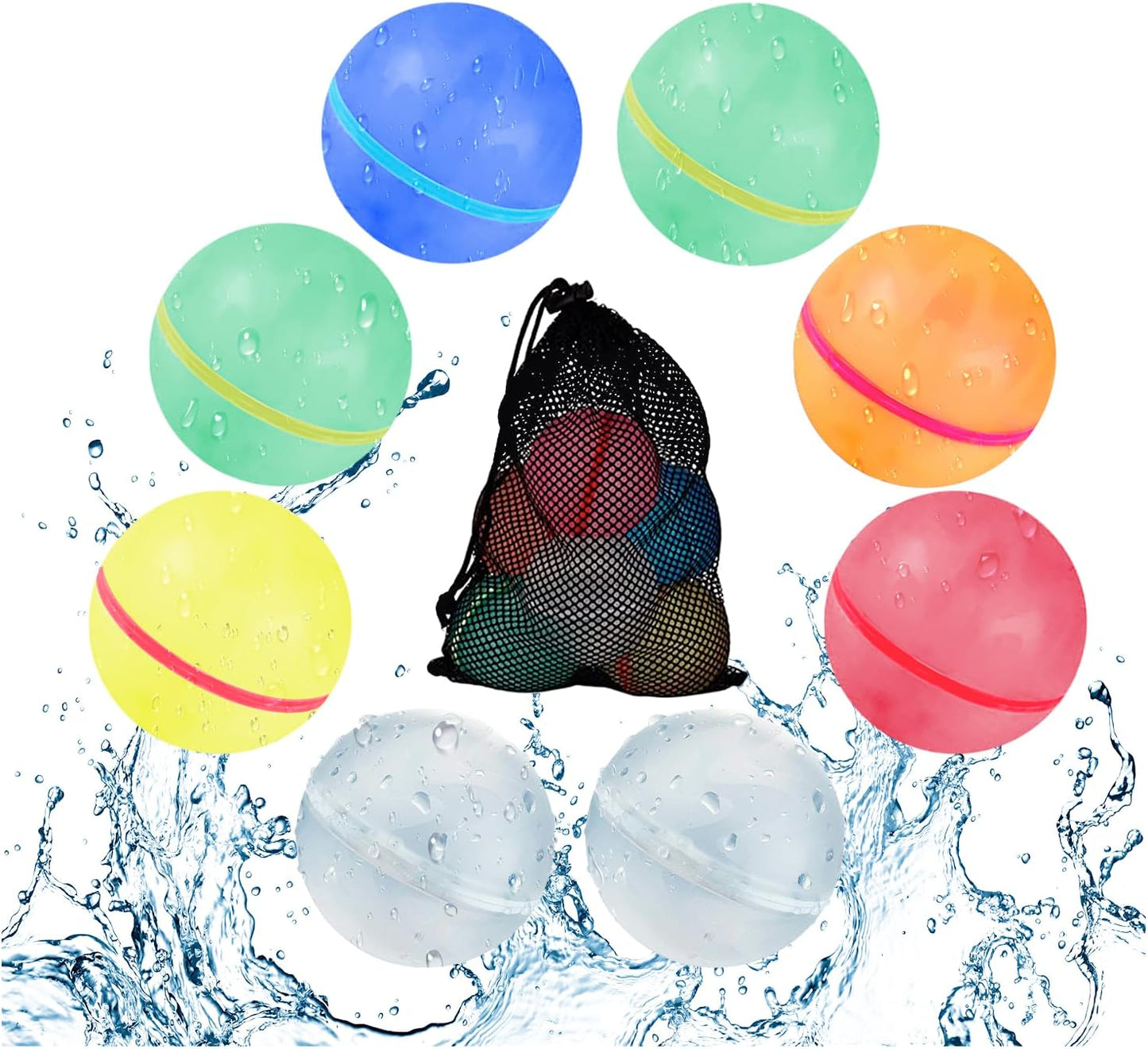 Self Sealing Reusable Water Balloons 20PCS Magnetic Water Balloons Quick Filling Water Balls Toys Silicone Water Splash Ball Water Bomb Cool Toys,Summer Pool Beach Outdoor Toys for Kids Ages 3 4 8 12+