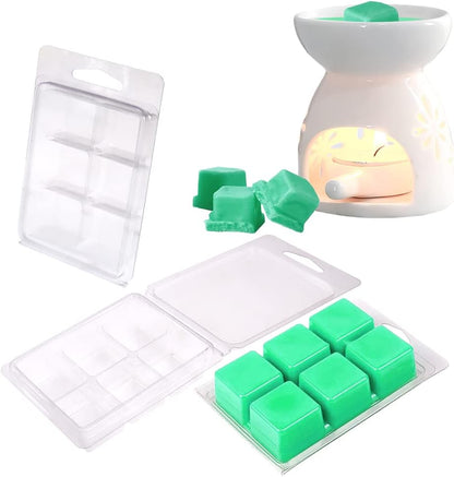 Wax Melt Molds 100 Packs Wax Melt Clamshells 6 Cavity Cubes Clamshells Clear Empty Plastic Cube Tray for Wickless Tarts Candles by