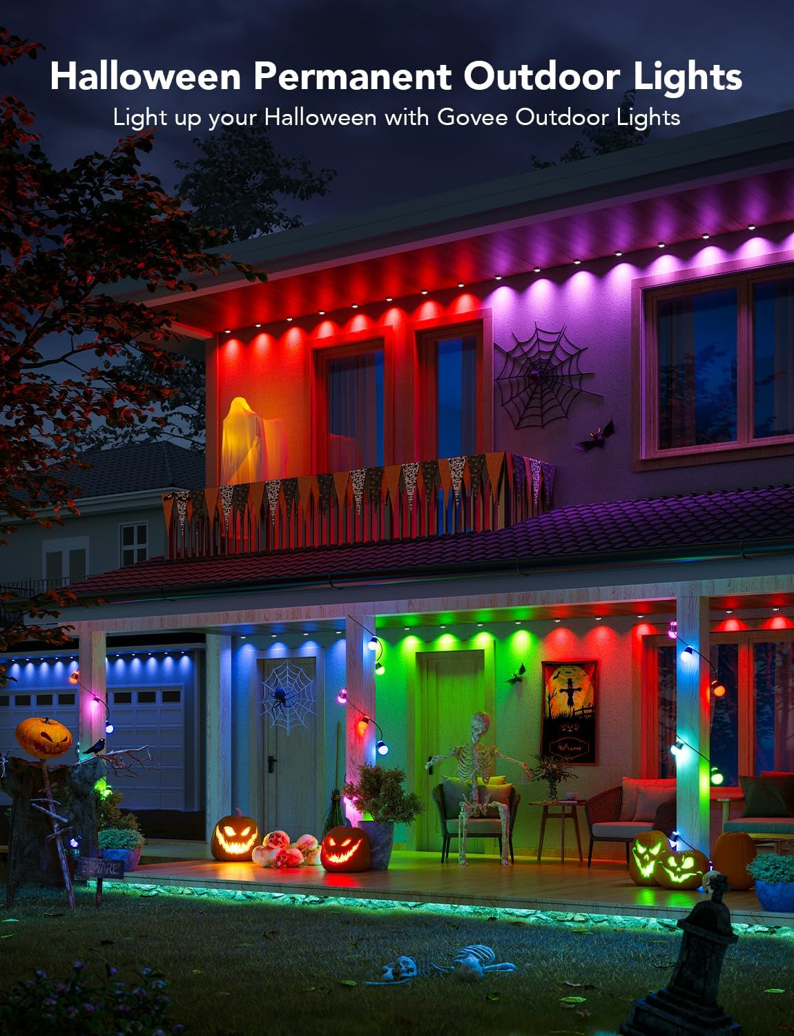 Permanent Outdoor Lights, Smart RGBIC Outdoor Lights with 75 Scene Modes, 50Ft with 36 LED Eaves Lights, IP67 Waterproof, for Halloween Decorations, Christmas, Work with Alexa, Google Assistant