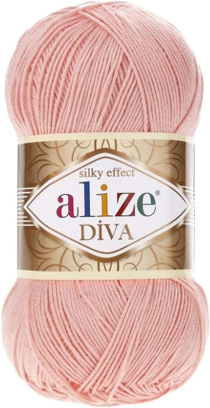 Diva Silk Effect 100% Microfiber Acrylic Yarn 1 Ball Skeins 100Gr 383Yds Color (361 - Navy)