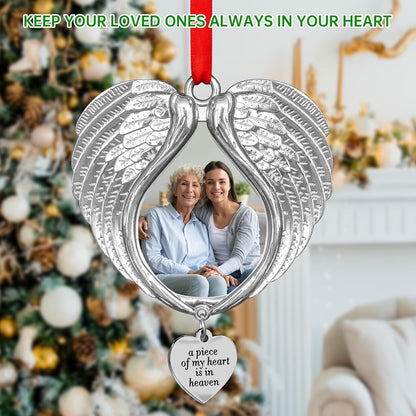 Memorial Christmas Angel Wings Photo Frame Ornament for Christmas Tree - Personalized Memorial Gifts Ornament for Loss of Loved One