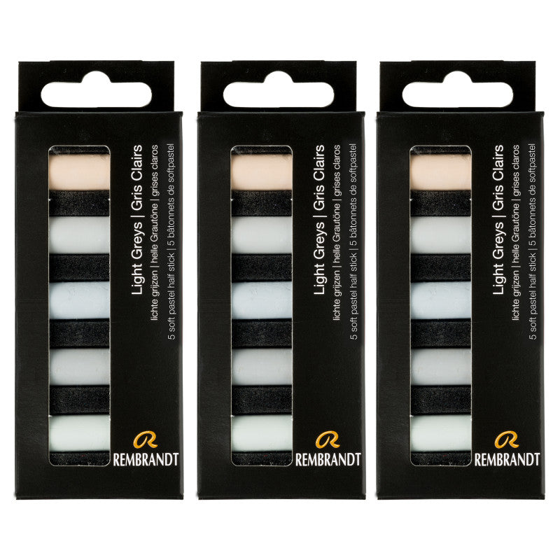 Soft Pastels Micro Sets, Light Greys Per Set, 5 Half Sticks, 3 Sets