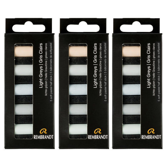 Soft Pastels Micro Sets, Light Greys Per Set, 5 Half Sticks, 3 Sets