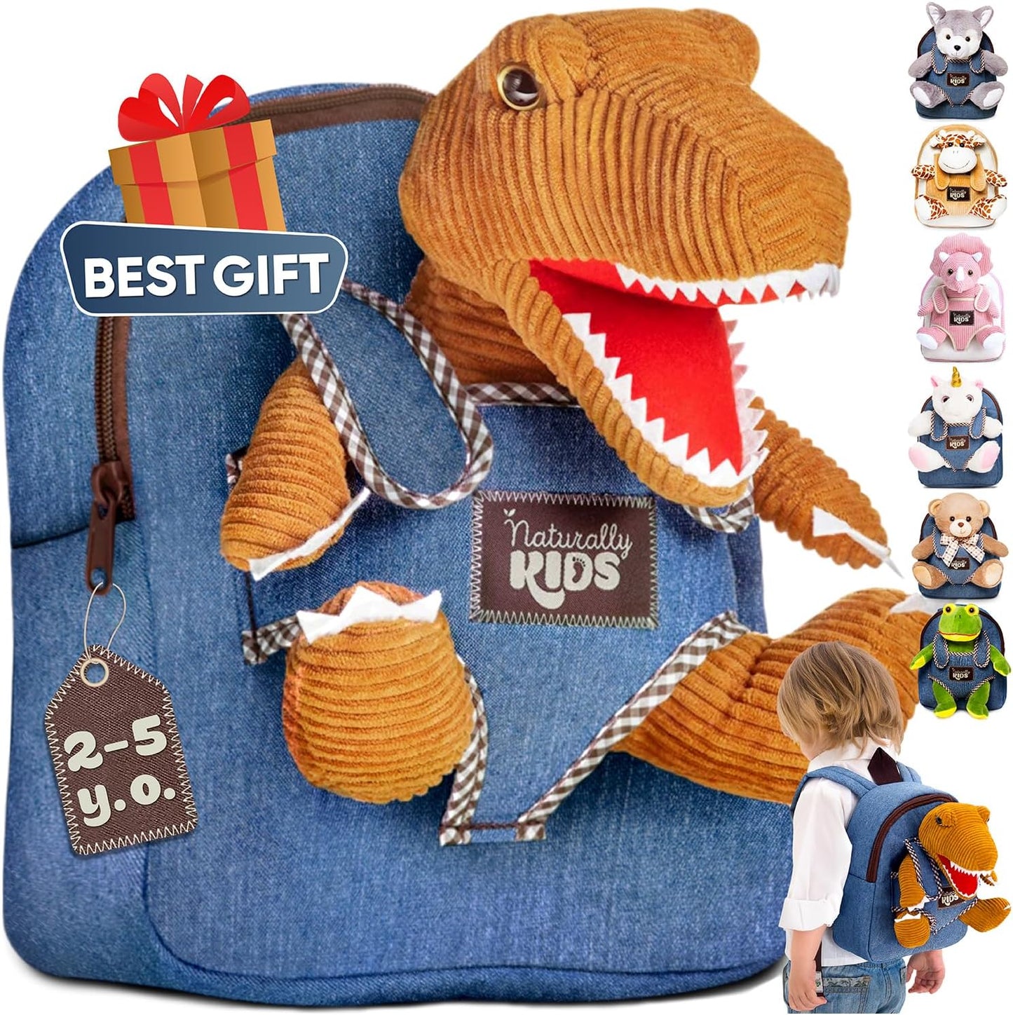 Dinosaur Toys for Kids 3-5, Toddler Toys for Ages 2-4, Dinosaur Backpack, 2 Year Old Boy Birthday Gift