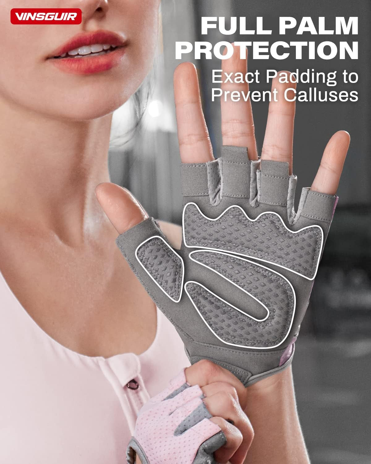 Breathable Workout Gloves for Women, Weight Lifting Gloves for Gym, Cycling, Exercise, Fitness and Training, with Excellent Grip and Cushion Pads