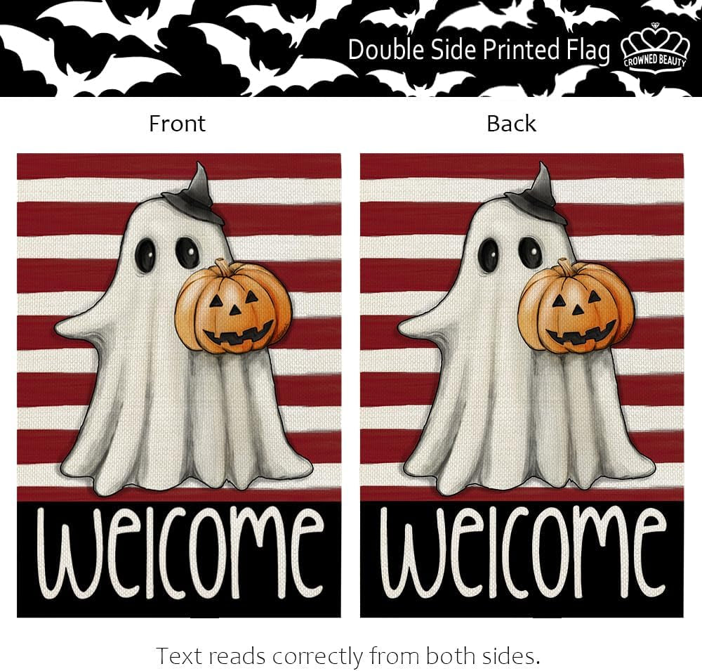 Halloween Ghost Garden Flag 12X18 Inch Double Sided for outside Small Holiday Yard Decoration