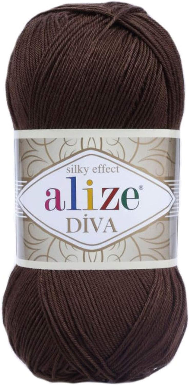 Diva Silk Effect 100% Microfiber Acrylic Yarn 1 Ball Skeins 100Gr 383Yds Color (361 - Navy)