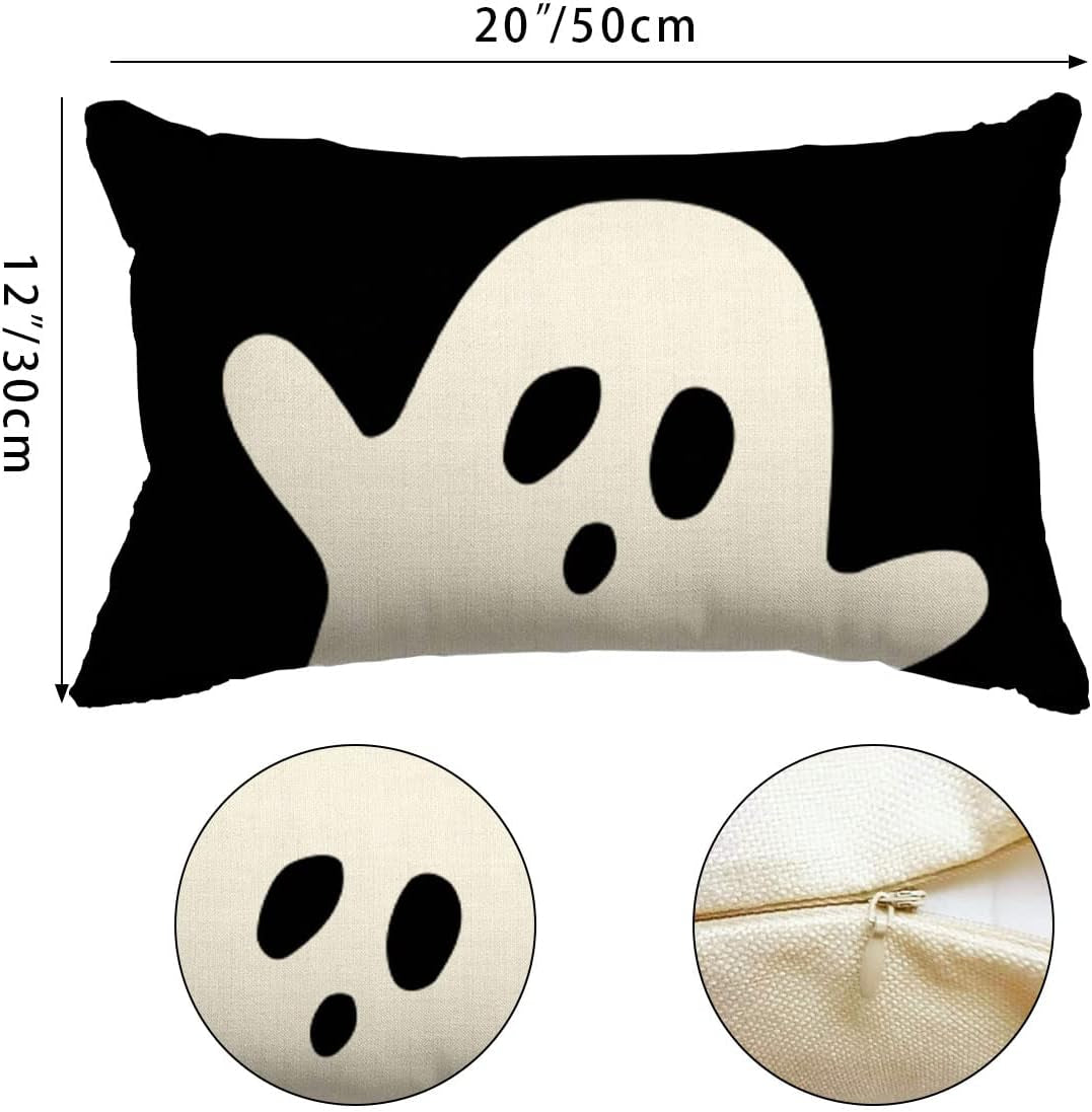 Halloween Pillow Cover 12X20 Ghost Halloween Lumbar Pillow Covers Decorations Outdoor Halloween Pillows Decorative for Halloween Home Decor for Sofa