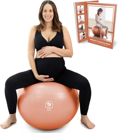 Birthing Ball - Pregnancy Yoga Labor & Exercise Ball & Book Set Trimester Targeting, Maternity Physio, Birth & Recovery Plan Included anti Burst Eco Friendly