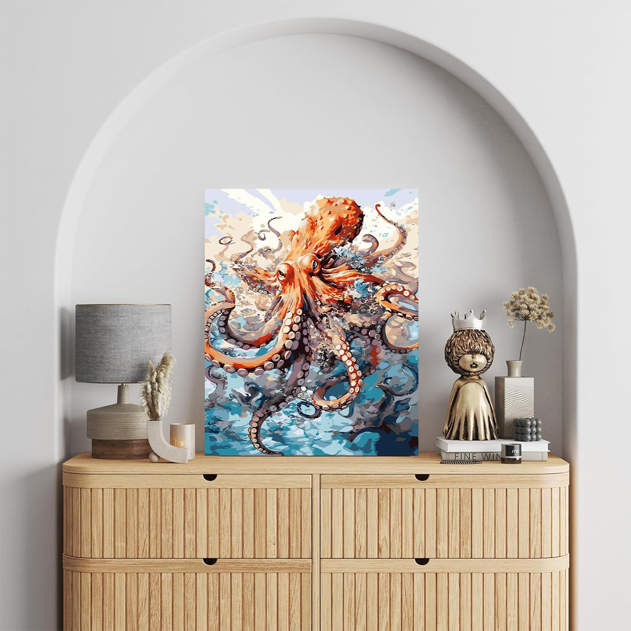 Paint by Numbers Kit for Adults Beginner,Color by Numbers on Canvas Octopus Oil Paingting Kits Drawing DIY Acrylic Arts Craft Kit Gift for Home Decor 16X20 Inch