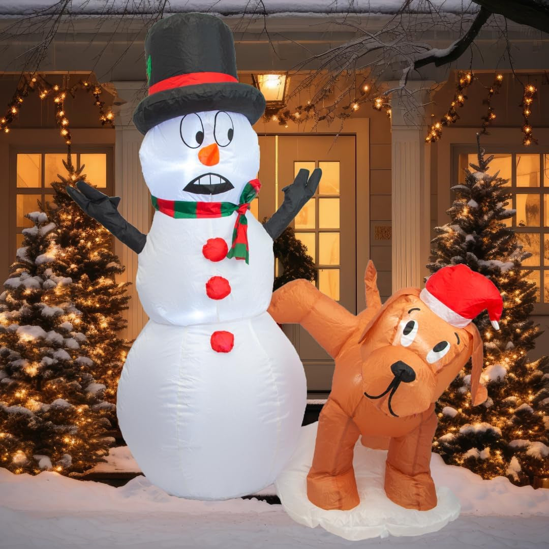 Christmas Decorations 5 FT Black Inflatable Snowman W/Christmas Hat Unique Holiday Blow up Outdoor/Indoor/House/Yard Decor Also Suitable for Halloween W/Led Lights & Free Storage Bag