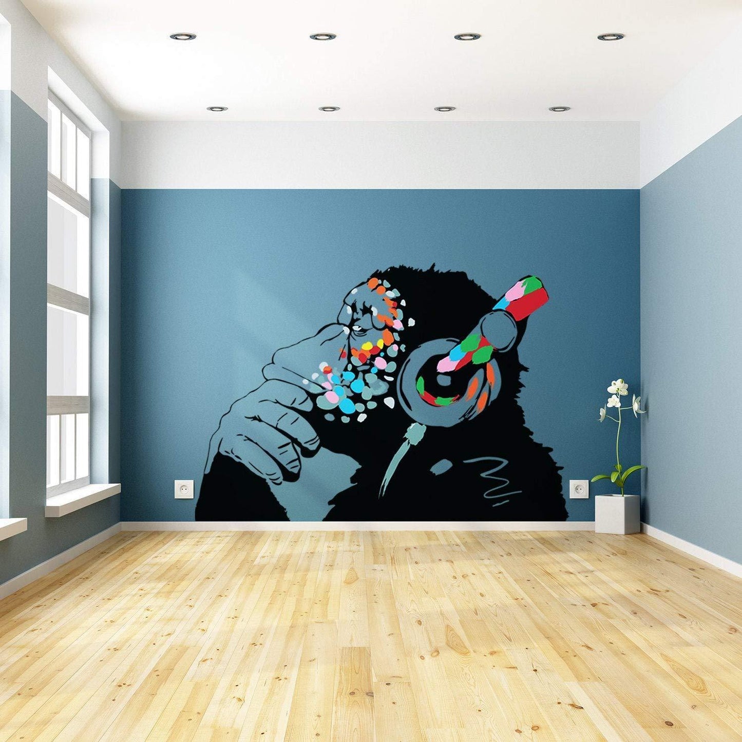 Banksy Thinking Monkey Sticker   Art Vinyl Street Dj Baksy Wall Decal