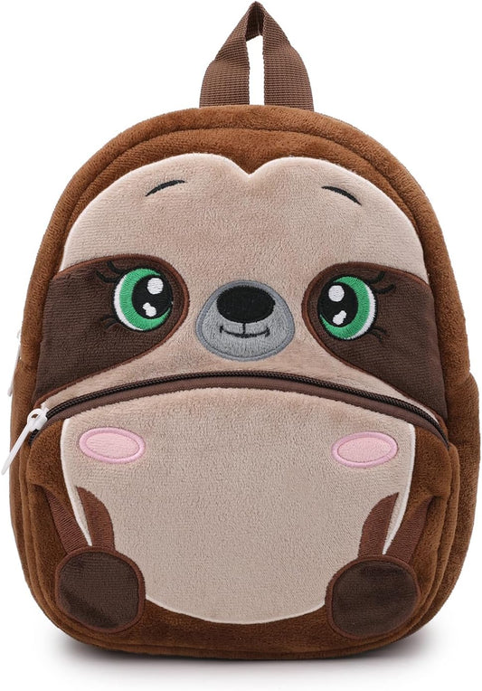Toddler Backpack for Boys and Girls, Cute Soft Plush Animal Cartoon Mini Backpack Little for Kids 2-6 Years (Sloth)
