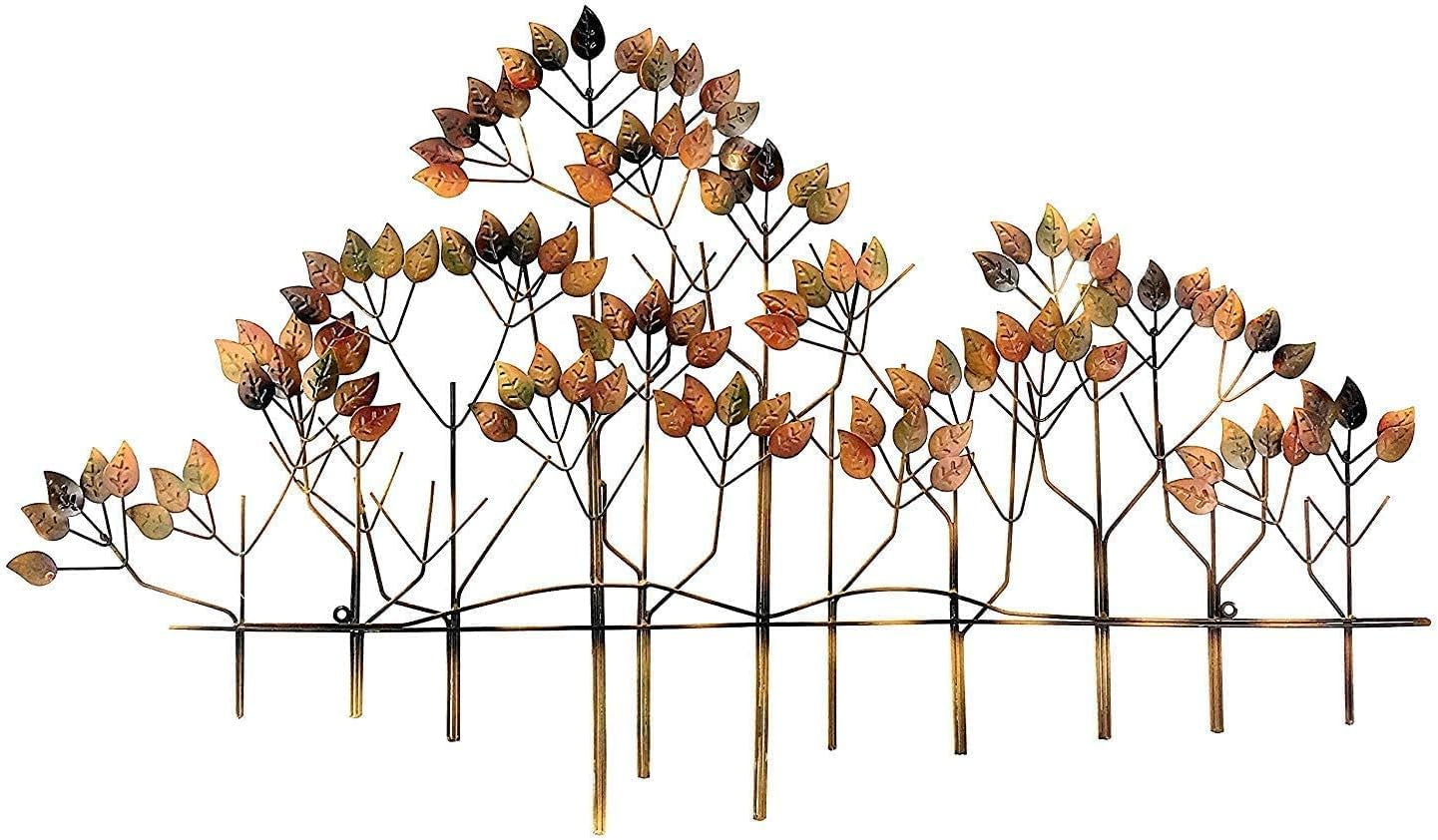 Metal Tree Wall Decor Home Accents Wrought Iron 3D Sculpture Leaf Floral Plaque Hanging Country Cottage Art Scroll Garden Sculptures 40 Inch
