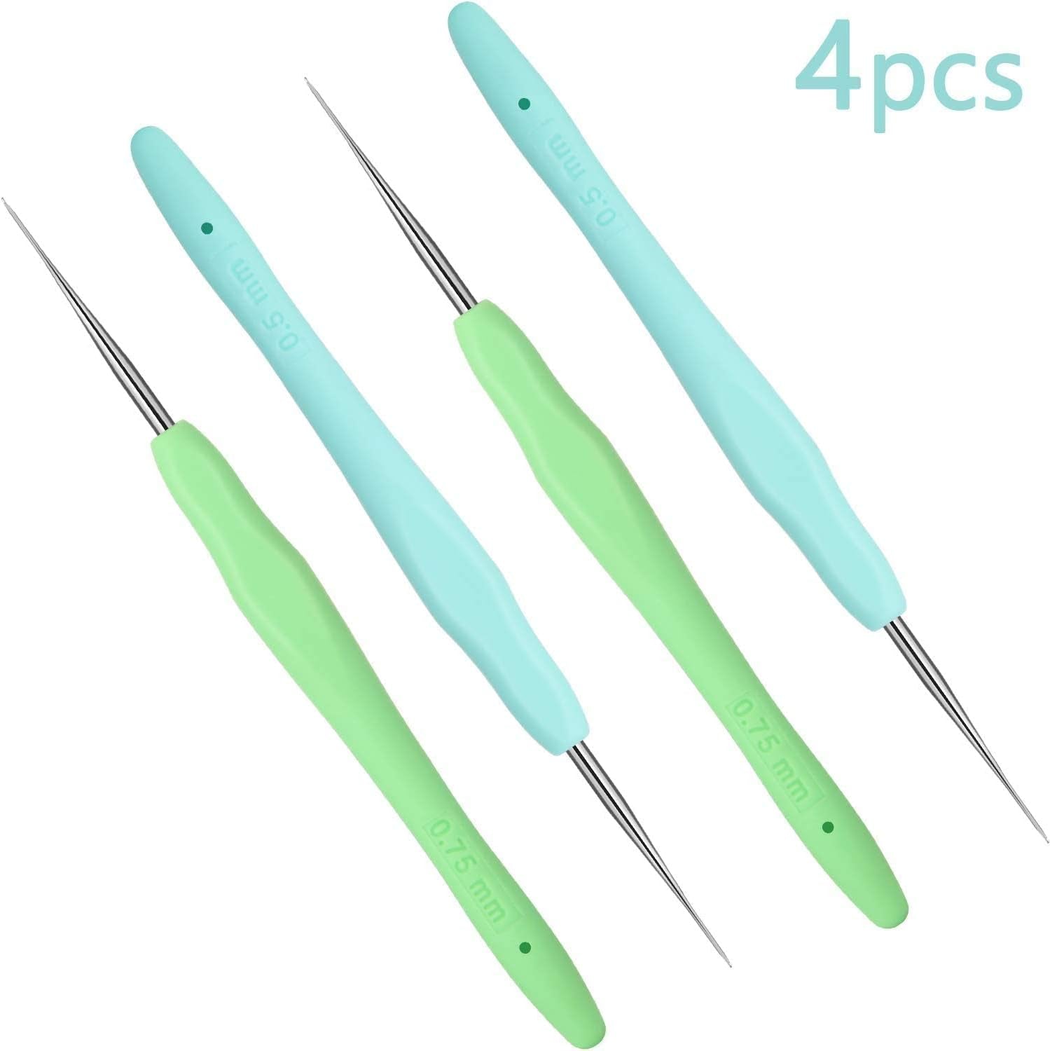 4 Pieces Dreadlock Crochet Hooks Tool 0.5Mm 0.75Mm Dreadlock Crochet Needle Tools for Braid Hair Weaving Locs Craft